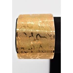 Francesca Visconti Wide Textured Gold Tone Cuff Bracelet Statement Signed BinBR
